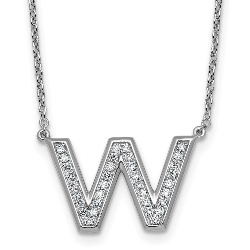 14K White Gold Lab Grown Diamond Vs+f+ Initial W Complete Necklace