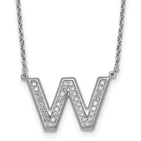 14K White Gold Lab Grown Diamond Vs+f+ Initial W Complete Necklace view 1