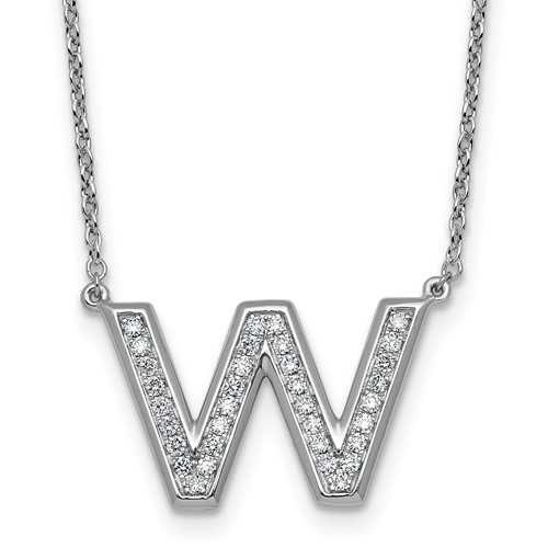 14K White Gold Lab Grown Diamond Vs+f+ Initial W Complete Necklace