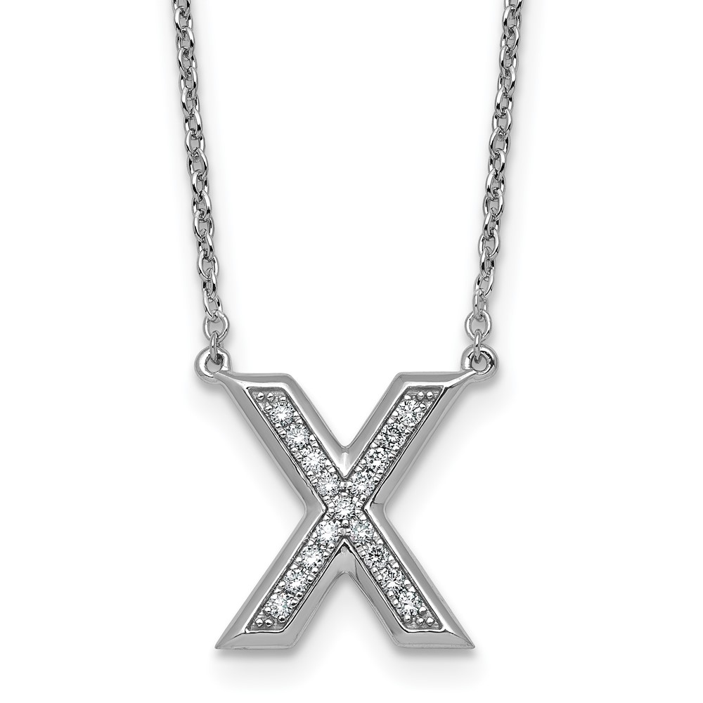 14K White Gold Lab Grown Diamond Vs+f+ Initial X Complete Necklace