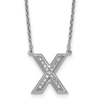 14K White Gold Lab Grown Diamond Vs+f+ Initial X Complete Necklace view 1