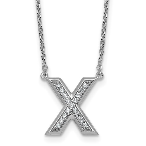 14K White Gold Lab Grown Diamond Vs+f+ Initial X Complete Necklace