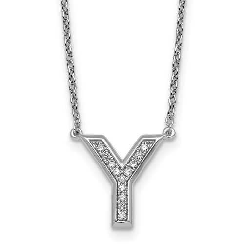 14K White Gold Lab Grown Diamond Vs+f+ Initial Y Complete Necklace