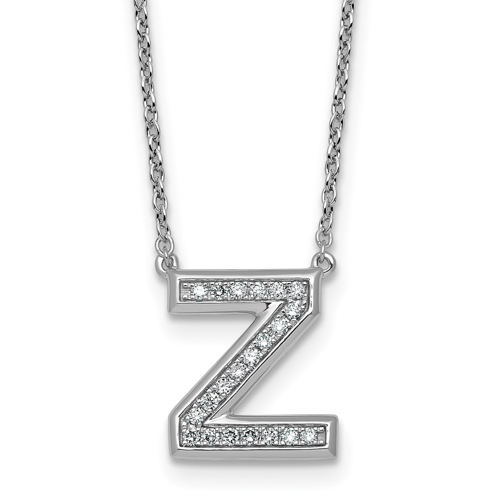 14K White Gold Lab Grown Diamond Vs+f+ Initial Z Complete Necklace