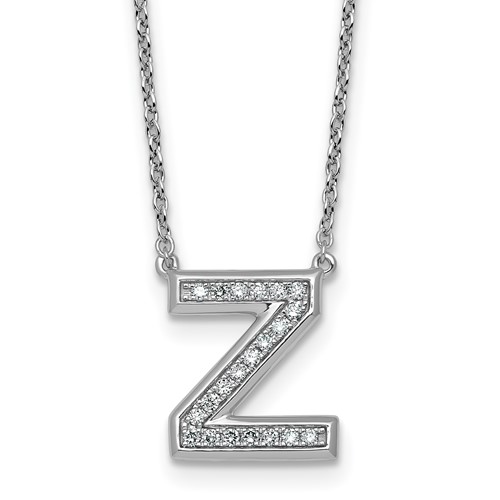 14K White Gold Lab Grown Diamond Vs+f+ Initial Z Complete Necklace