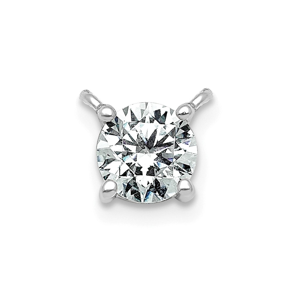 14K White Gold 0.25 Carat Lab Grown Diamond VS+ F+ Round Complete Four Prong Solitaire Pendant
