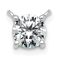14K White Gold 0.25 Carat Lab Grown Diamond VS+ F+ Round Complete Four Prong Solitaire Pendant view 1