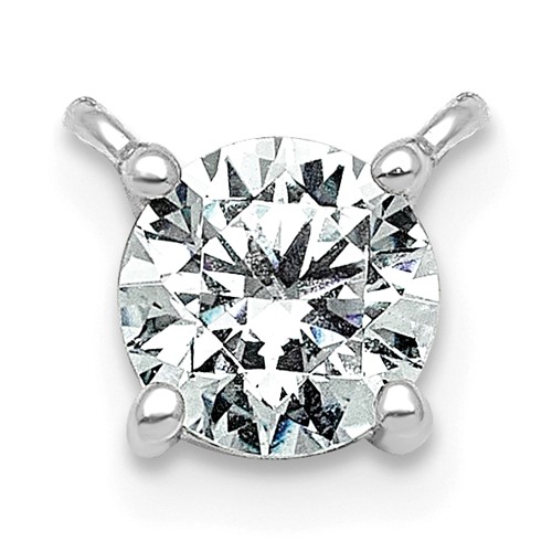 14K White Gold 0.25 Carat Lab Grown Diamond VS+ F+ Round Complete Four Prong Solitaire Pendant