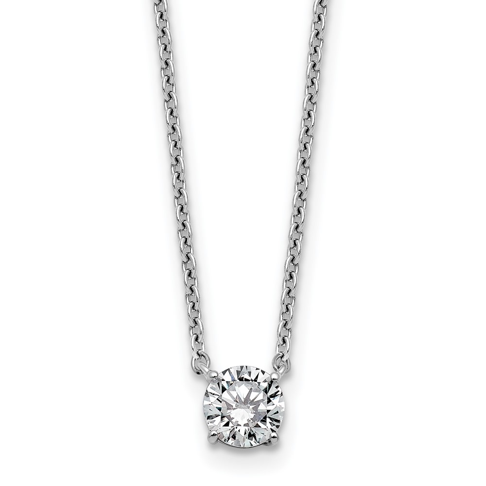 14K White Gold 0.50 Carat Lab Grown Diamond VS+ F+ Round Complete Four Prong Solitaire Necklace, 18"