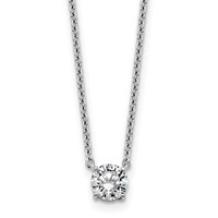 14K White Gold 0.50 Carat Lab Grown Diamond VS+ F+ Round Complete Four Prong Solitaire Necklace, 18" view 1