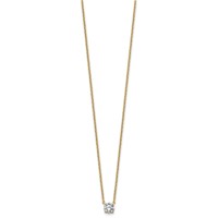 14K Yellow Gold 0.50 Carat Lab Grown Diamond VS+ F+ Round Complete Four Prong Solitaire Necklace, 18" view 2