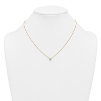 14K Yellow Gold 0.50 Carat Lab Grown Diamond VS+ F+ Round Complete Four Prong Solitaire Necklace, 18" view 3