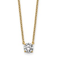 14K Yellow Gold 0.50 Carat Lab Grown Diamond VS+ F+ Round Complete Four Prong Solitaire Necklace, 18" view 1