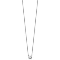 14K White Gold 0.75 Carat Lab Grown Diamond VS+ F+ Round Complete Four Prong Solitaire Necklace, 18" view 2