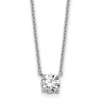 14K White Gold 0.75 Carat Lab Grown Diamond VS+ F+ Round Complete Four Prong Solitaire Necklace, 18" view 1
