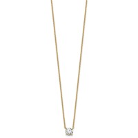 14K Yellow Gold 0.75 Carat Lab Grown Diamond VS+ F+ Round Complete Four Prong Solitaire Necklace, 18" view 2