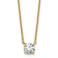 14K Yellow Gold 0.75 Carat Lab Grown Diamond VS+ F+ Round Complete Four Prong Solitaire Necklace, 18" view 1