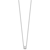 14K White Gold 1 Carat Certified Lab Grown Diamond VS+ F+ Round Complete Four Prong Solitaire Necklace, 18" view 2