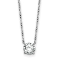14K White Gold 1 Carat Certified Lab Grown Diamond VS+ F+ Round Complete Four Prong Solitaire Necklace, 18" view 1