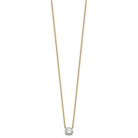 14K Yellow Gold 1 Carat Lab Grown Diamond VS+ F+ Round Complete Four Prong Solitaire Necklace, 18" view 2