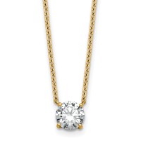 14K Yellow Gold 1 Carat Lab Grown Diamond VS+ F+ Round Complete Four Prong Solitaire Necklace, 18" view 1
