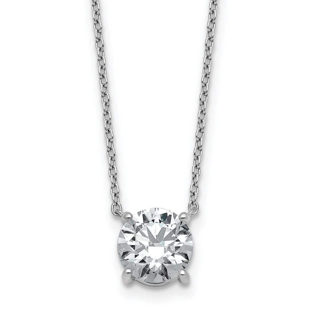 14K White Gold 1.50 Carat Certified Lab Grown Diamond VS+ F+ Round Complete Four Prong Solitaire Necklace, 18"