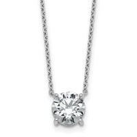 14K White Gold 1.50 Carat Certified Lab Grown Diamond VS+ F+ Round Complete Four Prong Solitaire Necklace, 18" view 1