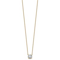 14K Yellow Gold 1.50 Carat Certified Lab Grown Diamond VS+ F+ Round Complete Four Prong Solitaire Necklace, 18" view 2