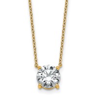14K Yellow Gold 1.50 Carat Certified Lab Grown Diamond VS+ F+ Round Complete Four Prong Solitaire Necklace, 18" view 1