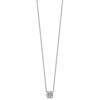14K White Gold 2 Carat Certified Lab Grown Diamond VS+ F+ Round Complete Four Prong Solitaire Necklace, 18" view 2