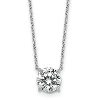 14K White Gold 2 Carat Certified Lab Grown Diamond VS+ F+ Round Complete Four Prong Solitaire Necklace, 18" view 1