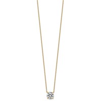 14K Yellow Gold 2 Carat Certified Lab Grown Diamond VS+ F+ Round Complete Four Prong Solitaire Necklace, 18" view 2