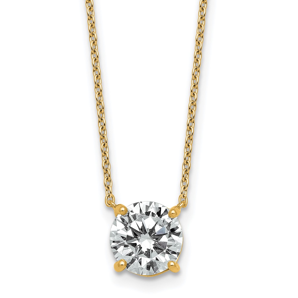 14K Yellow Gold 2 Carat Round Four Prong Pendant Mounting