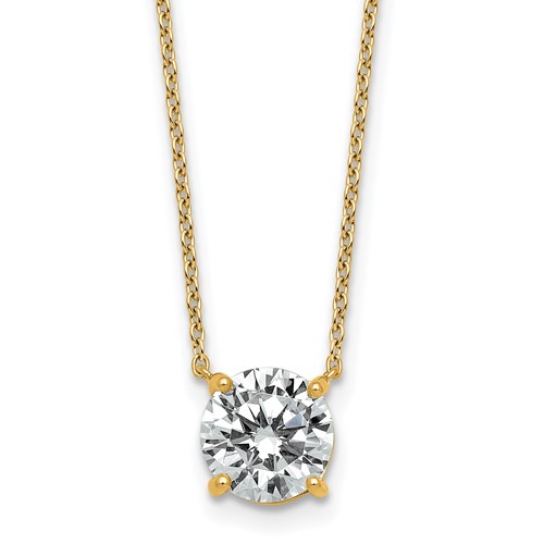 14K Yellow Gold 2 Carat Round Four Prong Pendant Mounting