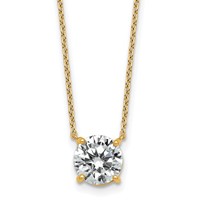 14K Yellow Gold 2 Carat Certified Lab Grown Diamond VS+ F+ Round Complete Four Prong Solitaire Necklace, 18" view 1