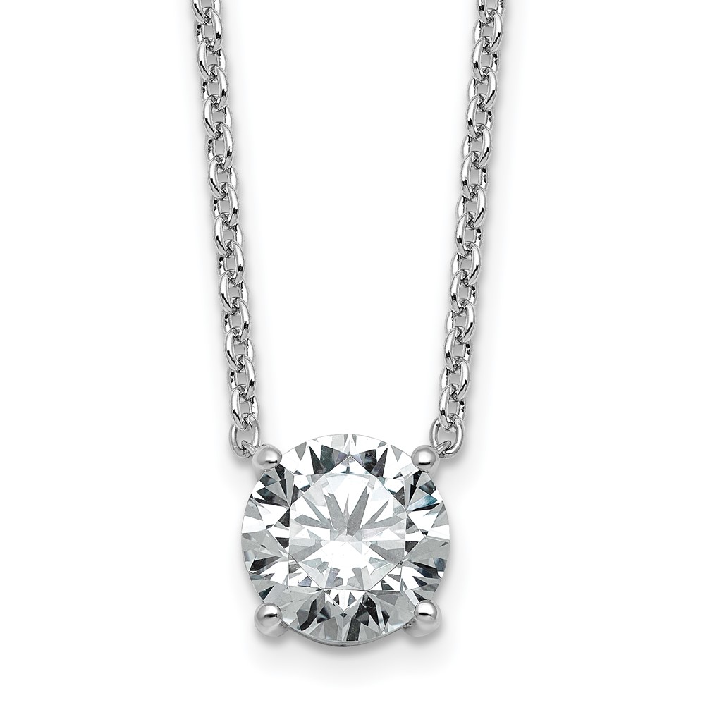 14K White Gold 2.50 Carat Certified Lab Grown Diamond VS+ F+ Round Complete Four Prong Solitaire Necklace, 18"