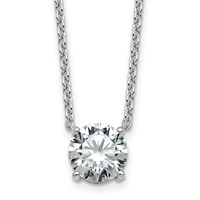 14K White Gold 2.50 Carat Certified Lab Grown Diamond VS+ F+ Round Complete Four Prong Solitaire Necklace, 18" view 1
