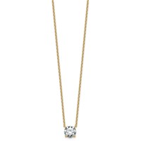 14K Yellow Gold 2.50 Carat Lab Grown Diamond VS+ F+ Round Complete Four Prong Solitaire Necklace, 18" view 2