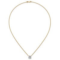 14K Yellow Gold 2.50 Carat Lab Grown Diamond VS+ F+ Round Complete Four Prong Solitaire Necklace, 18" view 4