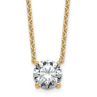 14K Yellow Gold 2.50 Carat Lab Grown Diamond VS+ F+ Round Complete Four Prong Solitaire Necklace, 18" view 1