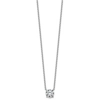 14K White Gold 3 Carat Certified Lab Grown Diamond VS+ F+ Round Complete Four Prong Solitaire Necklace, 18" view 2