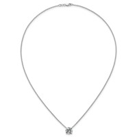 14K White Gold 3 Carat Certified Lab Grown Diamond VS+ F+ Round Complete Four Prong Solitaire Necklace, 18" view 4