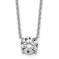 14K White Gold 3 Carat Certified Lab Grown Diamond VS+ F+ Round Complete Four Prong Solitaire Necklace, 18" view 1