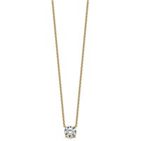 14K Yellow Gold 3 Carat Lab Grown Diamond VS+ F+ Round Complete Four Prong Solitaire Necklace, 18" view 2