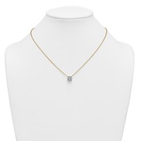 14K Yellow Gold 3 Carat Lab Grown Diamond VS+ F+ Round Complete Four Prong Solitaire Necklace, 18" view 3