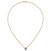 14K Yellow Gold 3 Carat Lab Grown Diamond VS+ F+ Round Complete Four Prong Solitaire Necklace, 18" view 4