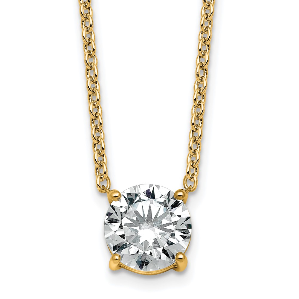 14K Yellow Gold 3 Carat Round Four Prong Pendant Mounting