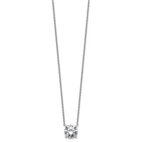 14K White Gold 3.50 Carat Lab Grown Diamond VS+ F+ Round Complete Four Prong Solitaire Necklace, 18" view 2