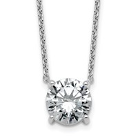 14K White Gold 3.50 Carat Lab Grown Diamond VS+ F+ Round Complete Four Prong Solitaire Necklace, 18" view 1