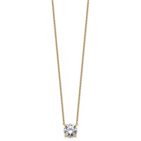 14K Yellow Gold 3.50 Carat Certified Lab Grown Diamond VS+ F+ Round Complete Four Prong Solitaire Necklace, 18" view 2